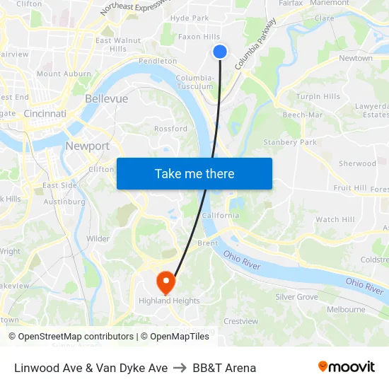 Linwood Ave & Van Dyke Ave to BB&T Arena map
