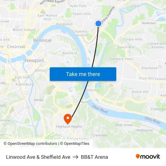 Linwood Ave & Sheffield Ave to BB&T Arena map