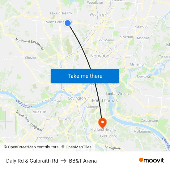 Daly Rd & Galbraith Rd to BB&T Arena map