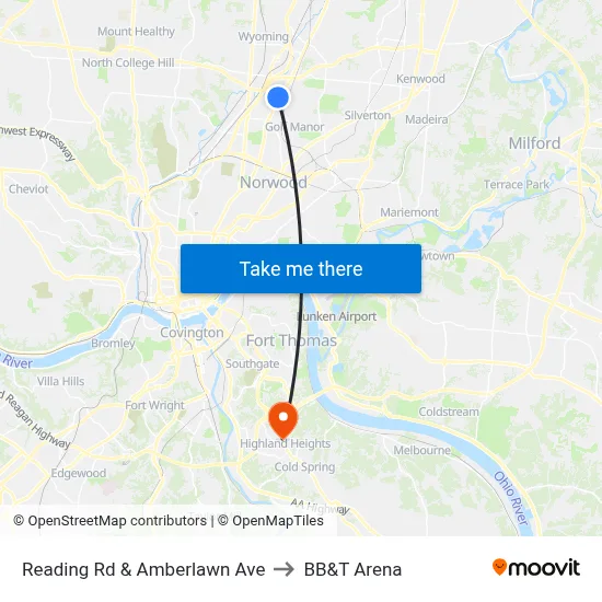 Reading Rd & Amberlawn Ave to BB&T Arena map