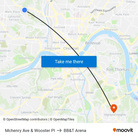 Mchenry Ave & Wooster Pl to BB&T Arena map