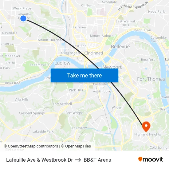 Lafeuille Ave & Westbrook Dr to BB&T Arena map