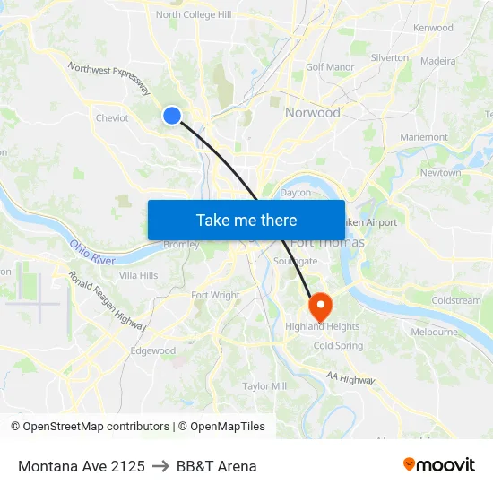 Montana Ave 2125 to BB&T Arena map