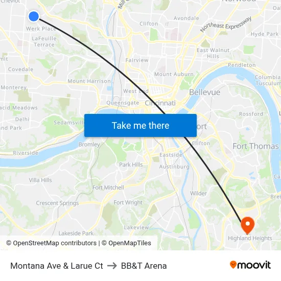 Montana Ave & Larue Ct to BB&T Arena map