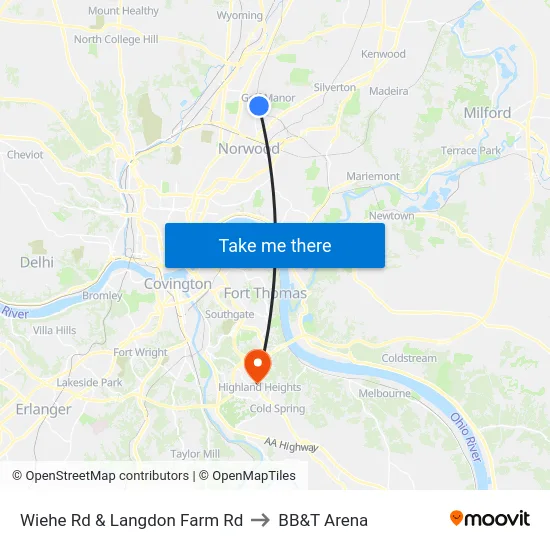 Wiehe Rd & Langdon Farm Rd to BB&T Arena map