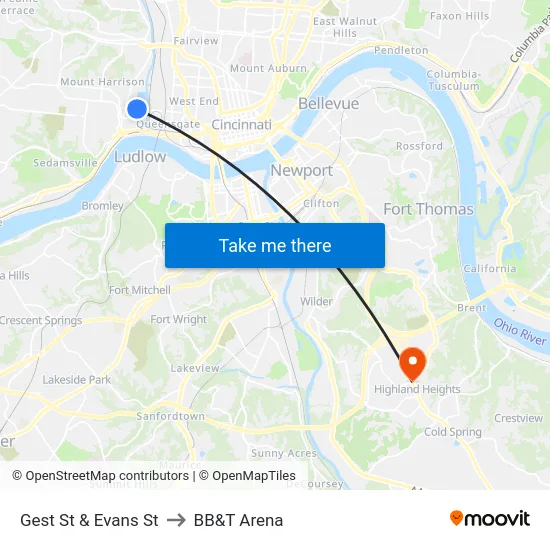 Gest St & Evans St to BB&T Arena map