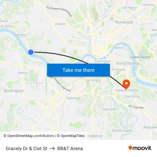 Gracely Dr & Cist St to BB&T Arena map