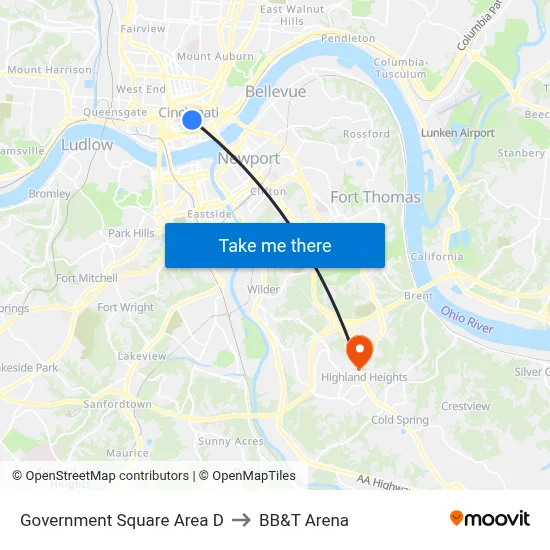 Government Square Area D to BB&T Arena map