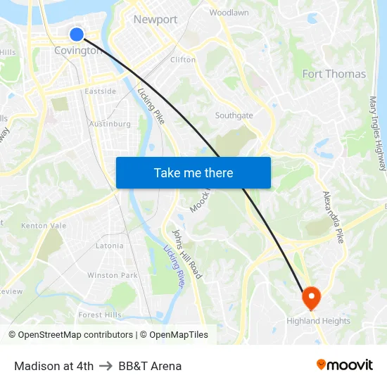 Madison at 4th to BB&T Arena map