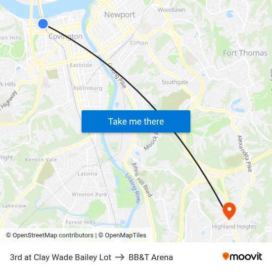 3rd at Clay Wade Bailey Lot to BB&T Arena map