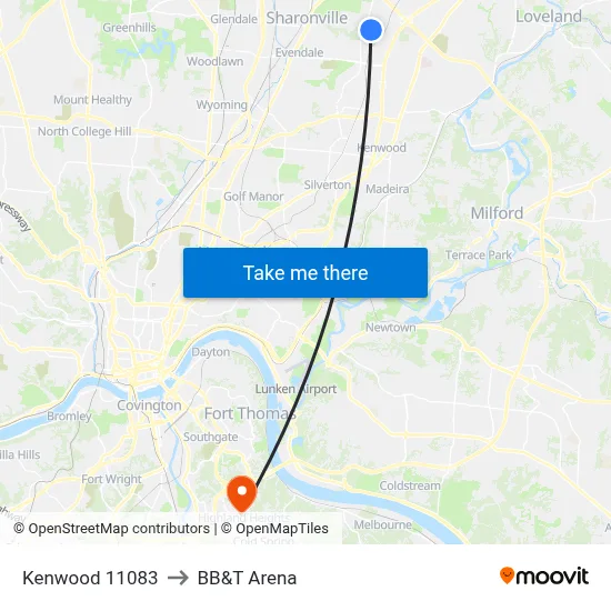 Kenwood 11083 to BB&T Arena map