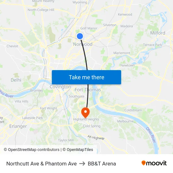 Northcutt Ave & Phantom Ave to BB&T Arena map