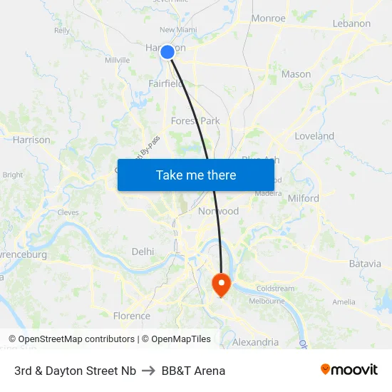 3rd & Dayton Street Nb to BB&T Arena map