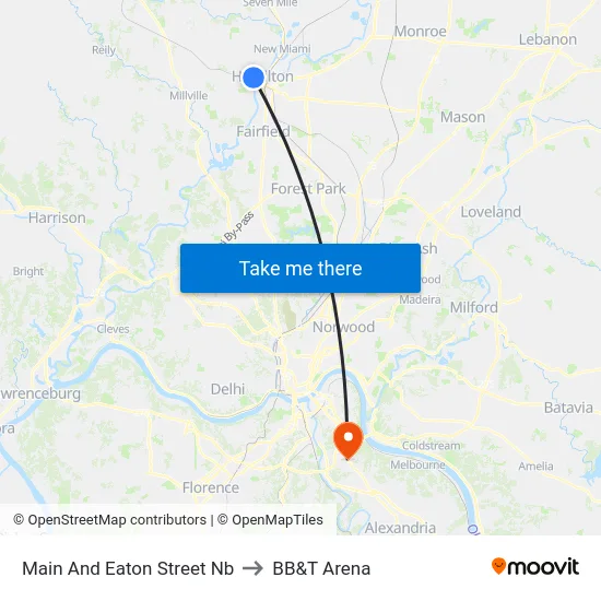 Main And Eaton Street Nb to BB&T Arena map