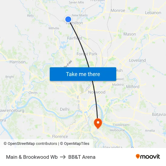 Main & Brookwood Wb to BB&T Arena map