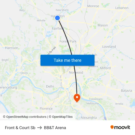 Front & Court Sb to BB&T Arena map