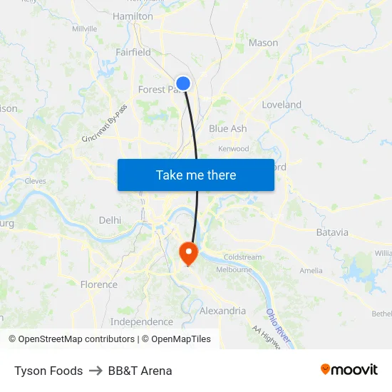 Tyson Foods to BB&T Arena map