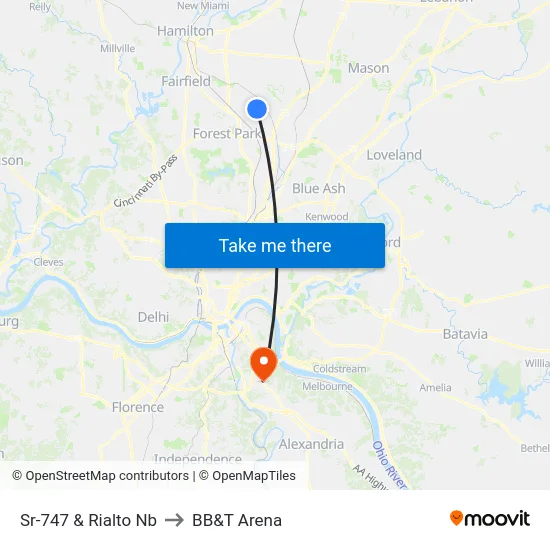 Sr-747 & Rialto Nb to BB&T Arena map