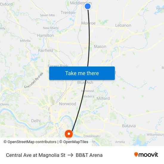 Central Ave at Magnolia St to BB&T Arena map