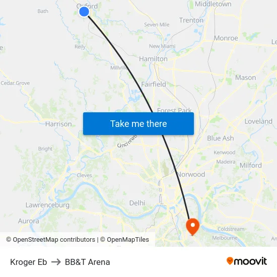 Kroger Eb to BB&T Arena map