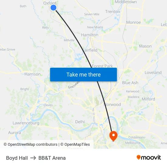 Boyd Hall to BB&T Arena map