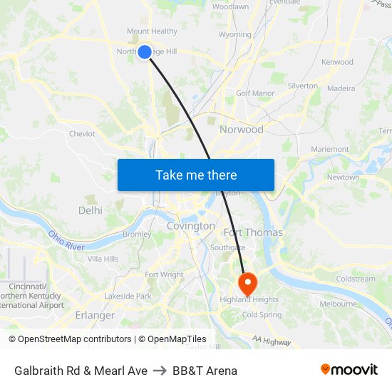 Galbraith Rd & Mearl Ave to BB&T Arena map