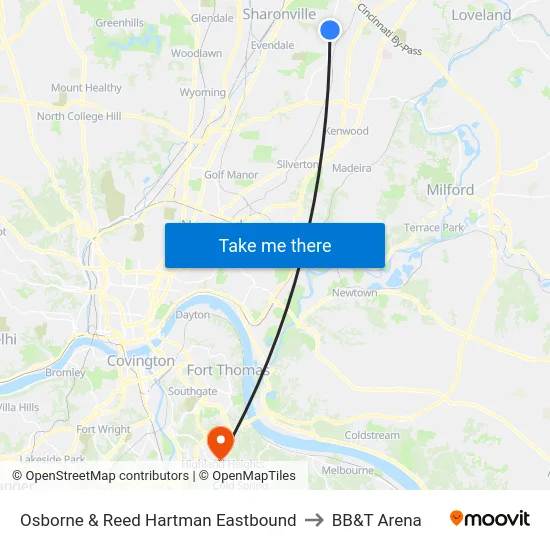 Osborne & Reed Hartman Eastbound to BB&T Arena map