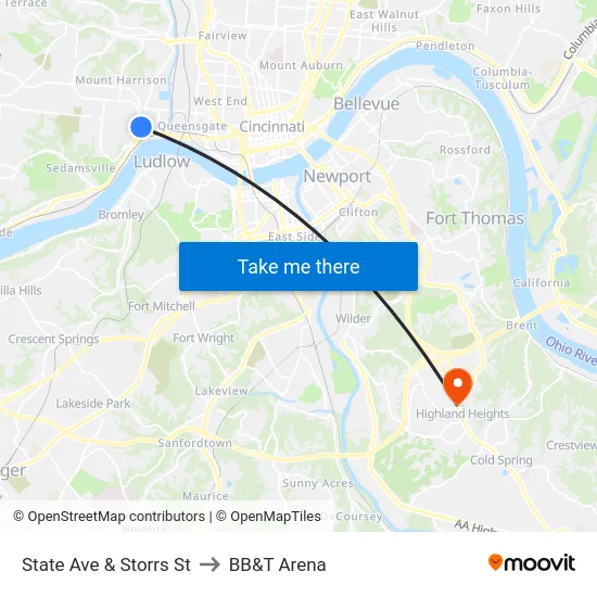 State Ave & Storrs St to BB&T Arena map
