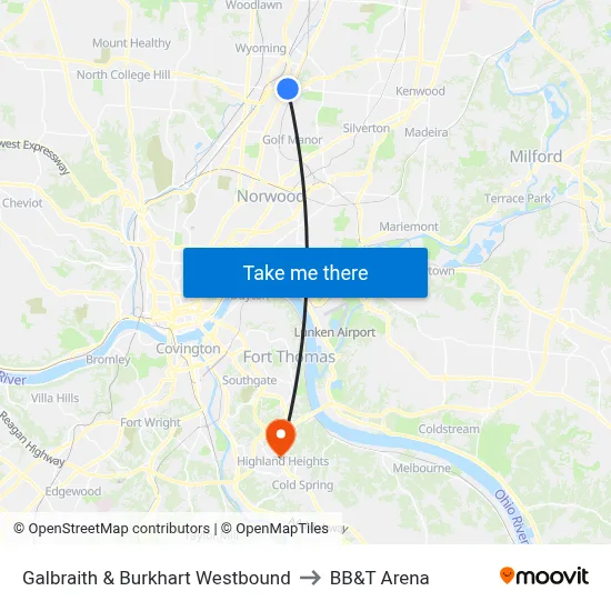 Galbraith & Burkhart Westbound to BB&T Arena map