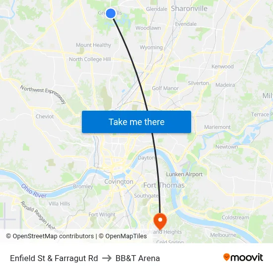 Enfield St & Farragut Rd to BB&T Arena map