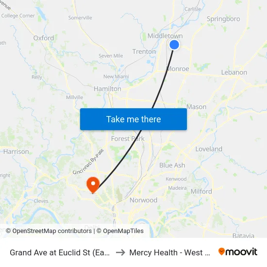 Grand Ave at Euclid St (Eastbound) to Mercy Health - West Hospital map