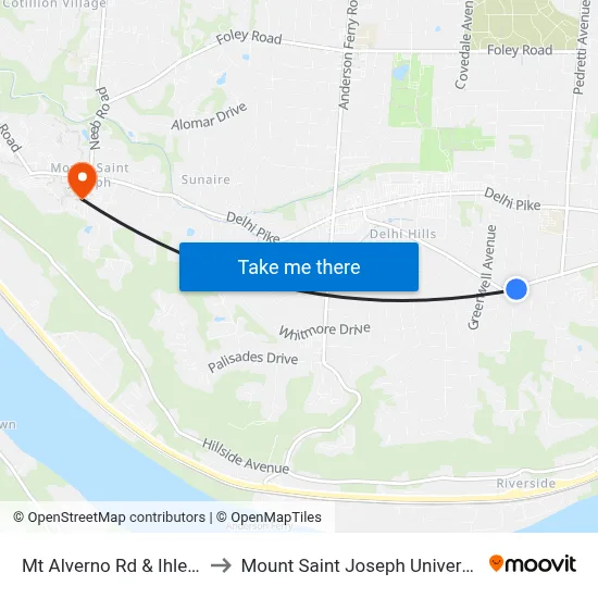 Mt Alverno Rd & Ihle Dr to Mount Saint Joseph University map