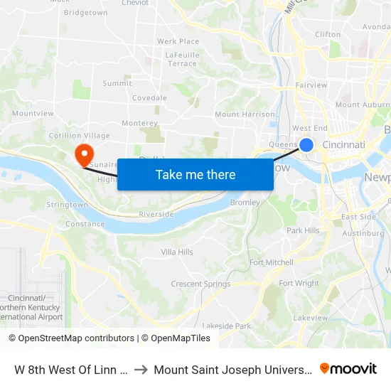 W 8th West Of Linn St to Mount Saint Joseph University map