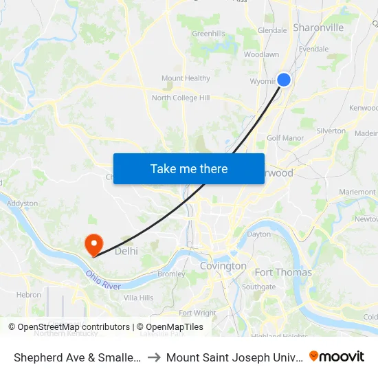 Shepherd Ave & Smalley Ave to Mount Saint Joseph University map