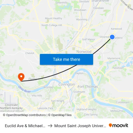 Euclid Ave & Michael Ln to Mount Saint Joseph University map