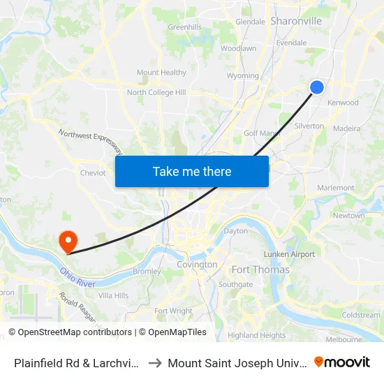 Plainfield Rd & Larchview Dr to Mount Saint Joseph University map