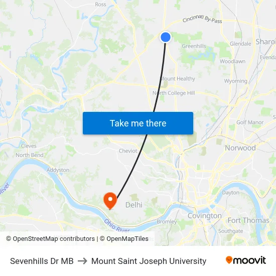 Sevenhills Dr MB to Mount Saint Joseph University map