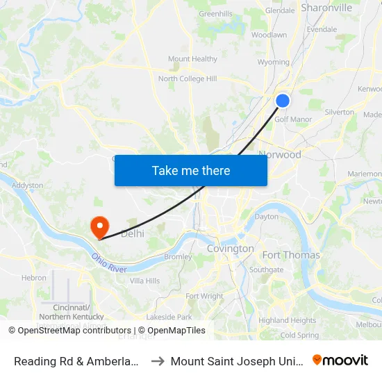 Reading Rd & Amberlawn Ave to Mount Saint Joseph University map