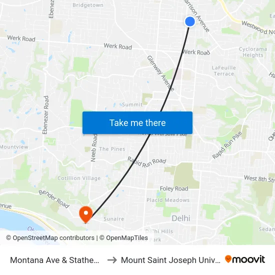 Montana Ave & Stathem Ave to Mount Saint Joseph University map