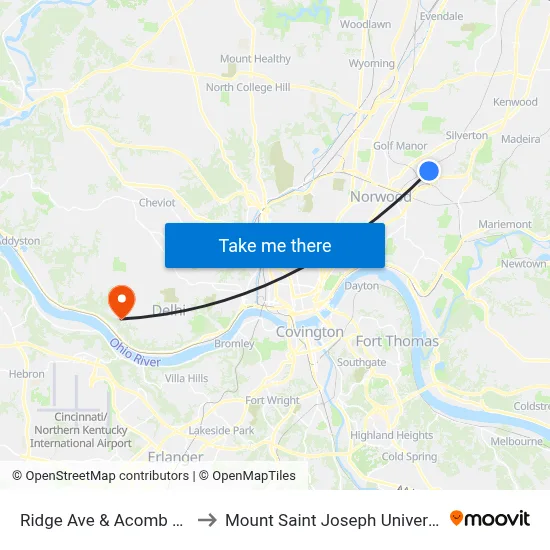 Ridge Ave & Acomb Ave to Mount Saint Joseph University map