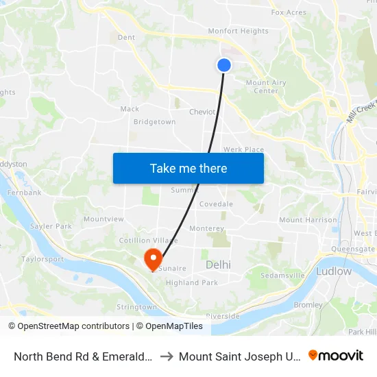 North Bend Rd & Emerald Lakes Dr to Mount Saint Joseph University map