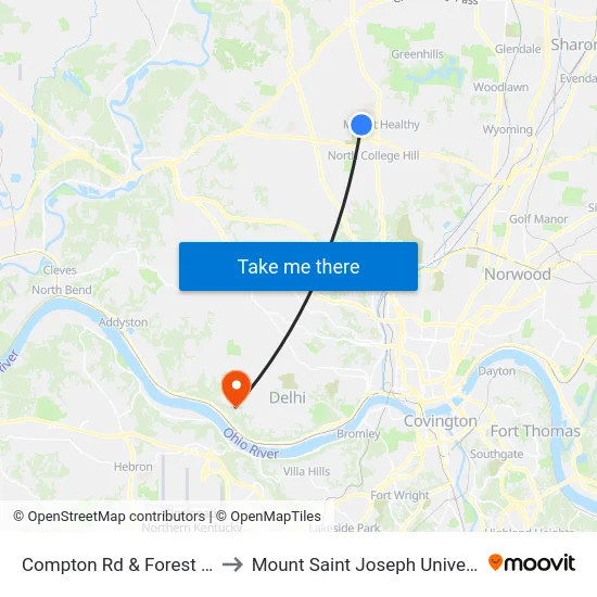 Compton Rd & Forest Ave to Mount Saint Joseph University map