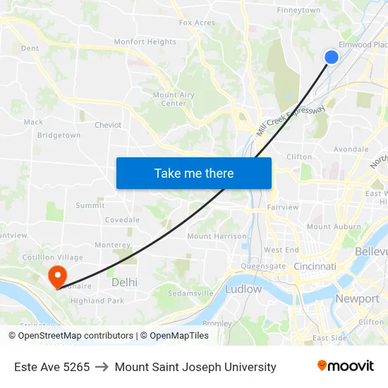 Este Ave 5265 to Mount Saint Joseph University map