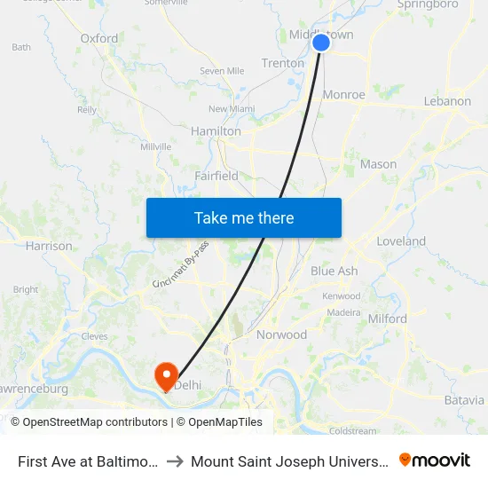 First Ave at Baltimore to Mount Saint Joseph University map