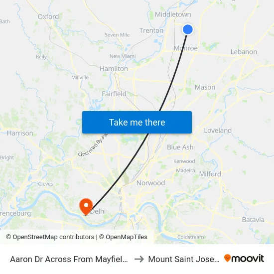 Aaron Dr Across From Mayfield Village Apartments to Mount Saint Joseph University map