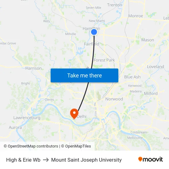 High & Erie Wb to Mount Saint Joseph University map