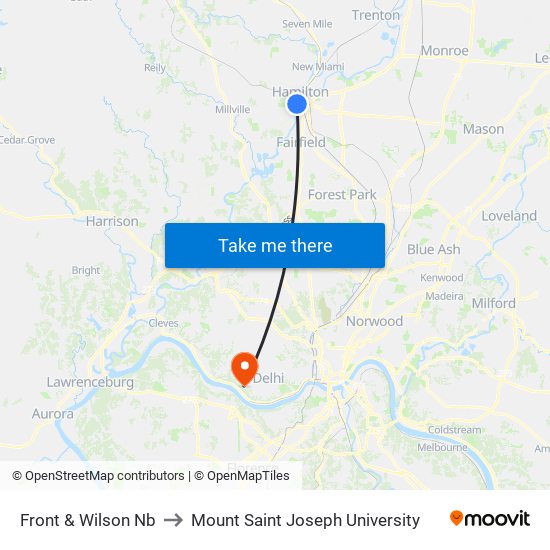 Front & Wilson Nb to Mount Saint Joseph University map