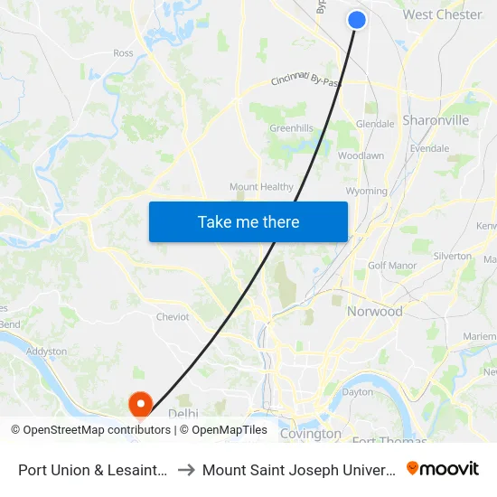 Port Union & Lesaint Eb to Mount Saint Joseph University map