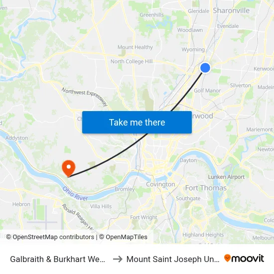 Galbraith & Burkhart Westbound to Mount Saint Joseph University map