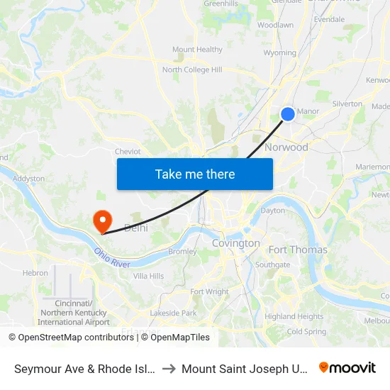 Seymour Ave & Rhode Island Ave to Mount Saint Joseph University map